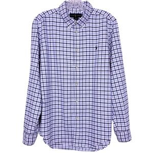Polo Ralph Lauren Big Boy Long Sleeve Checked Plaid Blue Shirt Size XL 18